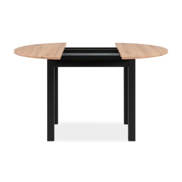 Ausziehbarer runder Tisch Eiche und schwarz Coburg100 100x100x76H