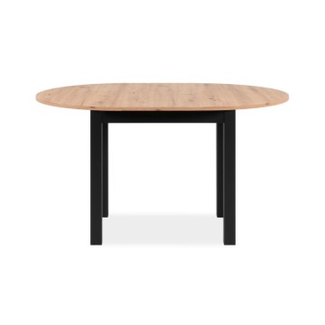 Ausziehbarer runder Tisch Eiche und schwarz Coburg100 100x100x76H
