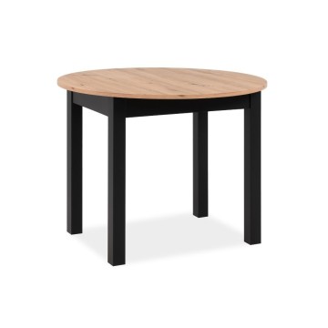 Ausziehbarer runder Tisch Eiche und schwarz Coburg100 100x100x76H
