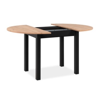 Ausziehbarer runder Tisch Eiche und schwarz Coburg100 100x100x76H