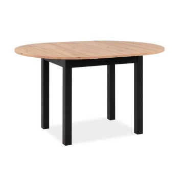 Ausziehbarer runder Tisch Eiche und schwarz Coburg100 100x100x76H