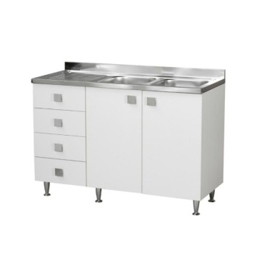 Lärche weiß Spülenunterschrank mit Schubladen links 120x50x87H