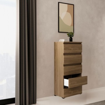 Kommode mit 5 Schubladen 47x40x127h MOUNTED Farbe Nussbaum natur