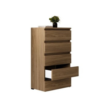 Kommode mit 5 Schubladen 75x40x127 zusammengebaut Farbe Nussbaum natur