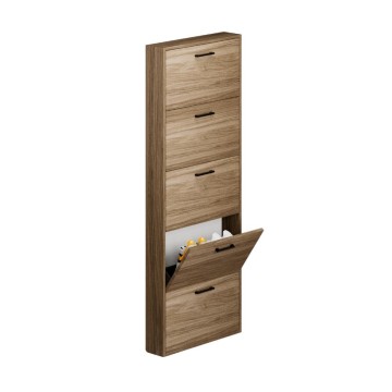Serena slim platzsparender 5-türiger Schuhschrank 180x65x15 Farbe Nussbaum natur