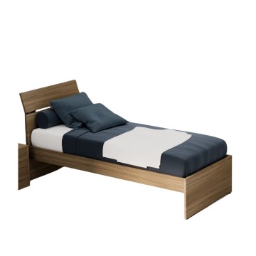Natürliches walnussfarbenes Einzelbett aus Holz