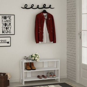 Tono Schuhschrank weiß mit schwarzer Garderobe