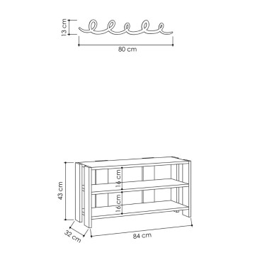 Tono Schuhschrank weiß mit schwarzer Garderobe