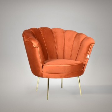 Orel orangefarbener Samtschalen-Sessel