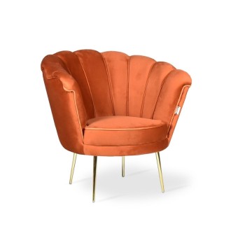 Orel orangefarbener Samtschalen-Sessel