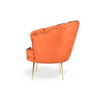 Orel orangefarbener Samtschalen-Sessel