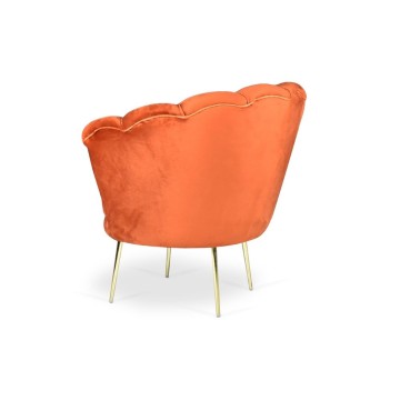 Orel orangefarbener Samtschalen-Sessel