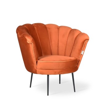 Orel orangefarbener Samtschalen-Sessel