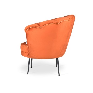 Orel orangefarbener Samtschalen-Sessel