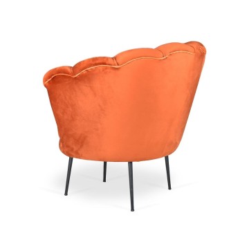 Orel orangefarbener Samtschalen-Sessel