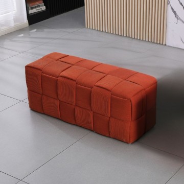 Rechteckiger rostfarbener Hocker mit Webeffekt Den 104x39x39H