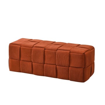 Rechteckiger rostfarbener Hocker mit Webeffekt Den 104x39x39H
