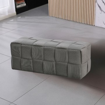 Grauer rechteckiger Hocker mit gewebtem Effekt Den 104x39x39H