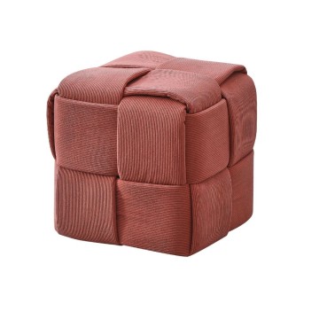 Quadratischer ziegelfarbener Hocker mit gewebtem Stoff Den 39x39x39H