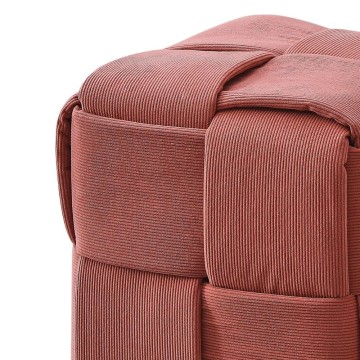 Quadratischer ziegelfarbener Hocker mit gewebtem Stoff Den 39x39x39H