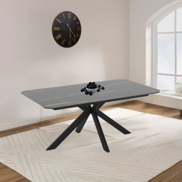 180x100x76H Opera gold schwarzer Marmor Effekt eleganter Ausziehtisch