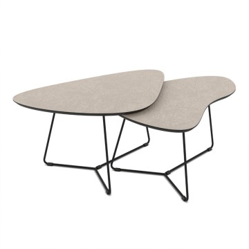 Paar Couchtische mit kaschmirfarbener Platte und schwarzem Metallgestell Tussey