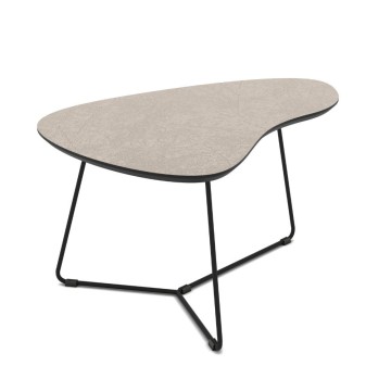 Paar Couchtische mit kaschmirfarbener Platte und schwarzem Metallgestell Tussey