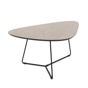 Paar Couchtische mit kaschmirfarbener Platte und schwarzem Metallgestell Tussey