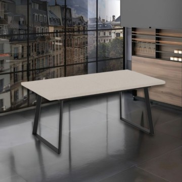 Ausziehtisch mit Kaschmirplatte und schwarzen Metallbeinen Lavinya 170x90x75h