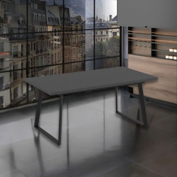 Ausziehtisch Oxidplatte und schwarze Metallbeine Lavinya 170x90x75h