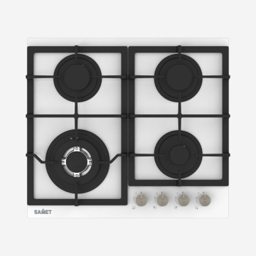 Samet Dafne60 4-Flammen-Gasherd 60 cm Glas weiß