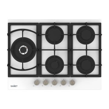 Samet Dafne70 5-Flammen-Gasherd 70 cm Glas weiß