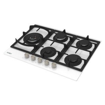 Samet Dafne70 5-Flammen-Gasherd 70 cm Glas weiß