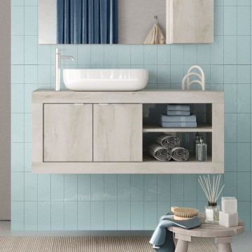 Basic110 Kiefer weiß wandhängend Badezimmerschrank 110x47x47H
