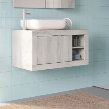 Basic92 92x47x47H wandhängender Badezimmerschrank aus weißem Kiefernholz