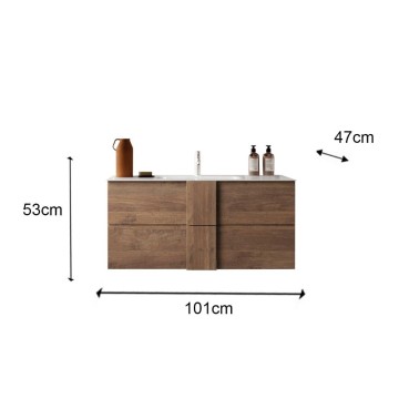 Jupiter100 mercure Eiche wandmontierter Badezimmerschrank 101x47x51H
