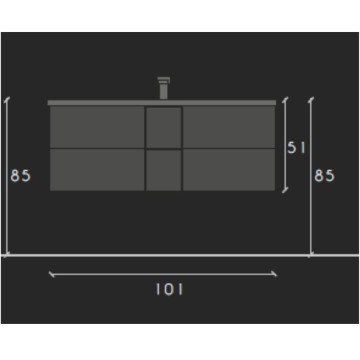 Jupiter100 mercure Eiche wandhängender Badezimmerschrank 101x47x51H