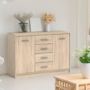 Sideboard im skandinavischen Stil 2 Türen und 4 Schubladen Farbe Sonoma Eiche Nepo 119x34x84h