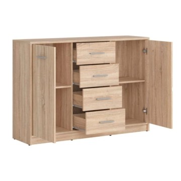 Sideboard im skandinavischen Stil 2 Türen und 4 Schubladen Farbe Sonoma Eiche Nepo 119x34x84h