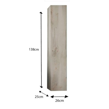 Basic1 wandhängende Badezimmersäule aus weißer Kiefer 25x26x138H