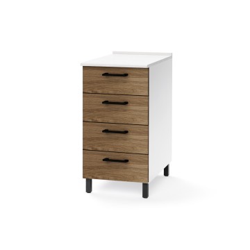 Kommode mit 4 Schubladen 40x50x85H Farbe Nussbaum natur