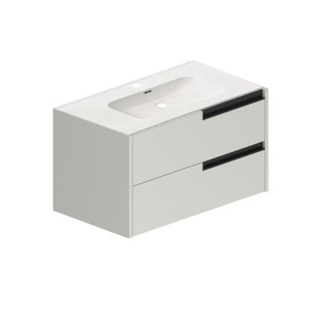 Modularer wandmontierter Badezimmerschrank Farbe Kaschmir mit Schubladen 80x45x50H