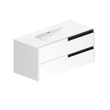 Modularer mattweißer wandmontierter Badezimmerschrank mit Schubladen 100x45x50H