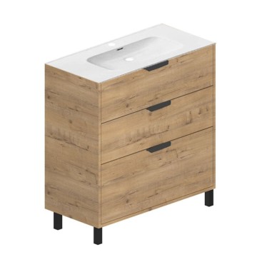TRIANA BADEZIMMERSCHRANK KIT 80*45 CM MIT 3 SCHUBLADEN EICHE FARBE
