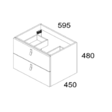 Olivgrüner wandhängender Badezimmerschrank 2 Schubladen Invicta 60x45x48H