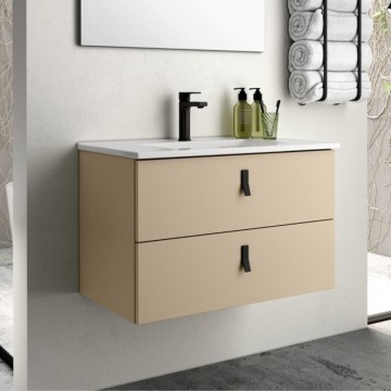 Wandmontierter Badezimmerschrank cappuccino Farbe 2 Schubladen Invicta 60x45x48H