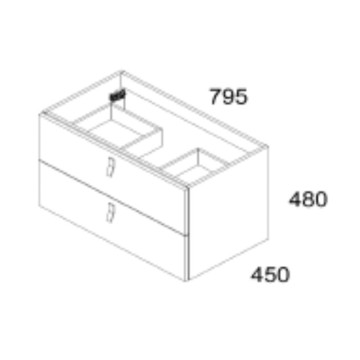 Olivgrüner wandhängender Badezimmerschrank 2 Schubladen Invicta 80x45x48H