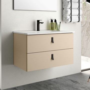Wandschrank für Badezimmer Farbe Cappuccino 2 Schubladen Invicta 80x45x48H