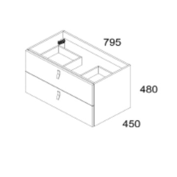 Wandschrank für Badezimmer Farbe Cappuccino 2 Schubladen Invicta 80x45x48H