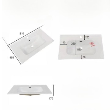 Wandschrank für Badezimmer Farbe Cappuccino 2 Schubladen Invicta 80x45x48H
